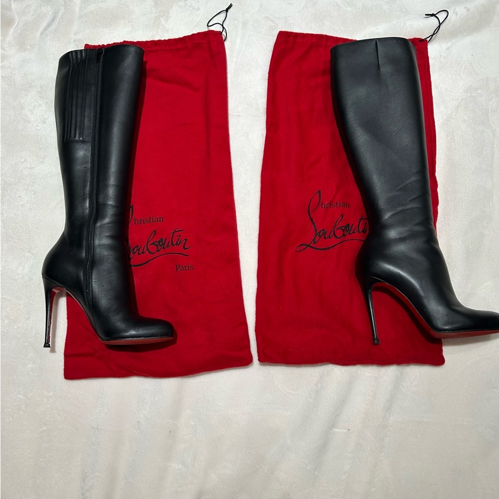 Christian Louboutin Fifi Botta 100 king Calf Black Leather Heeled Boots - Picture 12 of 16